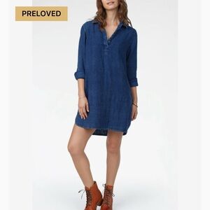 NWT Faherty Dark Wash Ryan Dress Cotton Size Small